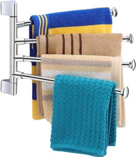 GLOXY Stainless Steel and Folding Towel Rack/Towel Hanger/Towel Stand/Holder/Bathroom Accessories Premium Towel rack Abs Silver Towel Holder