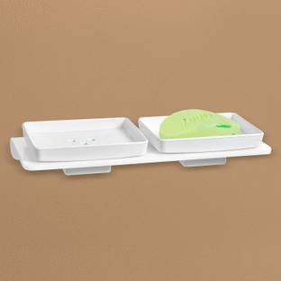 Spacekeeper Acrylic Double Soap Dish/Soap Holder/Soap Stands for Bathroom & Kitchen