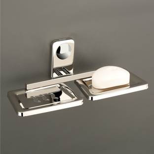 GLOXY Soap Sponge Holder/Soap Dish Holder/Self Adhesive Wall Mounted Stainless Steel Storage Saver Rack/Bathroom Shower for Home Kitchen (Silver)