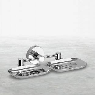 iSTAR Double Soap Dish Stand – Wall Mount Chrome Steel Bathroom Soap Holder Stainless Steel Wall Shelf