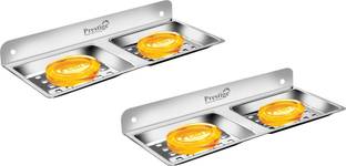 Prestige Luxury Series (PSD35) Heavy Stainless Steel Double Soap Dish- Set of 2