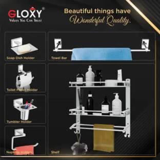 GLOXY wall shelf/ Napkin Ring/Towel Rod/Soap dish/Toilet Paper Holder/Tumbler