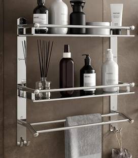 GRIVAN Deluxe Multipurpose Bathroom Shelf/shelve/rack/stand With Towel Rod