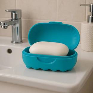 HOMESTIC Saop Holder For Bathroom|Portable Plastic Self Draining Soap Holder (Sky Blue)