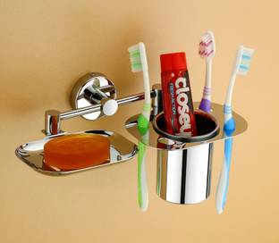 iSTAR 304 Stainless Steel Soap with Toothbrush Holder for Bathroom ( pack of 1 )