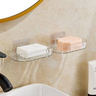 ZENOVIA Transparent Wall Mounted Soap Holder for bathroom Self-Adhesive (Pack of 2)