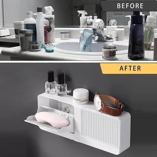 LILA ENTERPRISE Plastic Wall Mounted Double Bar Bathroom Soap Holder Soap Box with Lid