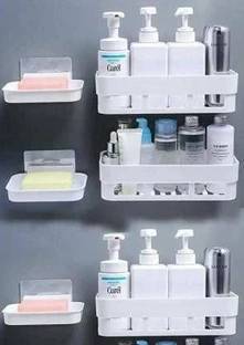 KYASO 3 PCS Shelves + 3 Pcs Soap Dish ABS Plastic Bathroom Accessories
