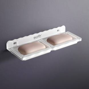 GLOXY Wall Mounted Double Soap Dish/Soap Holder/Soap Stand for Home Kitchen & Bathroom