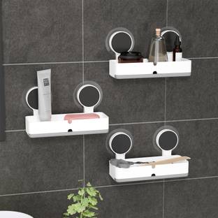 ZUCUR Self Adhesive Wall Mounted Double Soap Holder with Drain Tray Kitchen, Bathroom