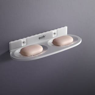 GLOXY Wall Mounted Double Soap Dish/Soap Holder/Soap Stand for Home Kitchen & Bathroom