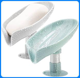 SJK Pack of 1 Lotus Leaf Shaped Self Draining No Drill/No Screw Soap case_sc13