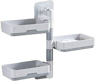 Zeinwap Self Adhesive 3-Layer Soap Dish for Bathroom and Kitchen Rotatable Soap Holder