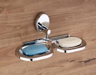 GRIVAN Stainless Steel Double Soap Holder for Bathroom Wall Mounted Soap Tray- SS202