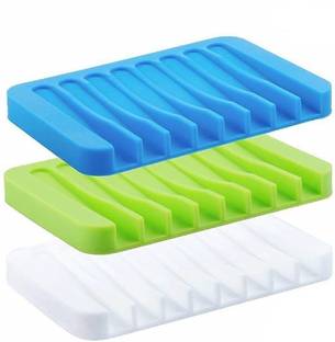 P-PLUS INTERNATIONAL Self Draining Silicone Drying Mat Silicone Soap Dish/Soap Holder/Soap Tray)(Pack of 3)