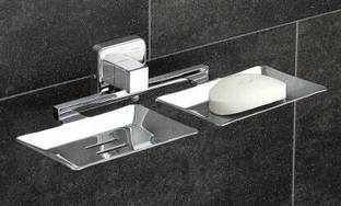 GRIVAN Soap Dish Holder, Self Adhesive Wall Mounted Soap Sponge Holder Stainless Steel Storage Saver Rack for Home Kitchen & Bathroom