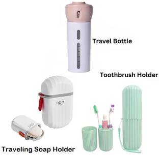 Flywell Toothbrush Holder, 4 in 1 Travel Dispenser Bottle ,Portable Travel Soap Holder