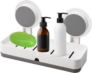 XBEY Non-Drill Wall Mount Magic Sticker Self Adhesive Soap Stand for Bathroom Plastic Wall Shelf