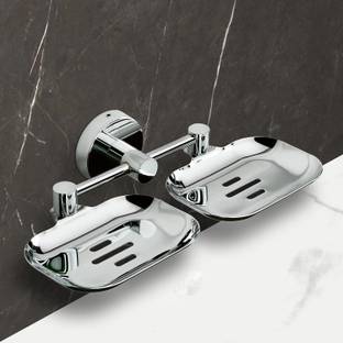 iSTAR Double Soap Dish Stand, Double Soap dish Holder, Bathroom Accessories(Chrome Finish, 304 Stainless Steel) (Silver) PACK OF 1