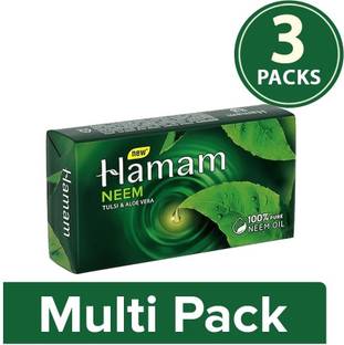 HAMAM Neem, Tulsi And Aloe Vera Soap (150g-Pack Of 3)