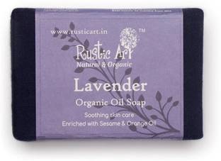RUSTIC ART Organic Lavender Bath Soap|Hand Made|Cold Processed|No Synthetic Fragrance