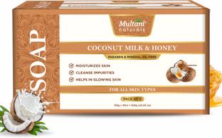 Multani Naturals Coconut Milk & Honey Handmade Soap (Pack of 5) I Leaves Skin Calm -