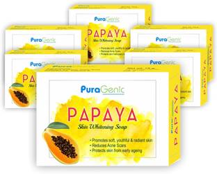 Puragenic Papaya Skin Whitening Soap, 75gm - Pack of 6