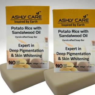 ashly care DE PIGMENTATION POTATO RICE WITH SANDALWOOD ESSENTIAL OIL HANDMADE SOAP BAR PACK OF 2 (200 g)
