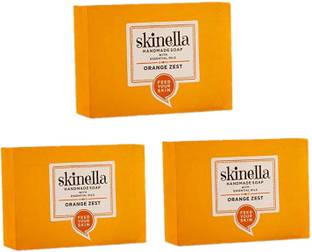 SKINELLA Orange Zest Soap - Herbal Bathing Soap with Essential Oils Pack of
