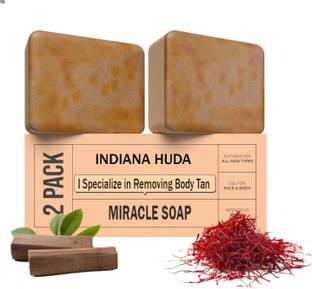 INDIANA HUDA Sandalwood & Saffron Magic Soap Twin Bars – Anti Tan Formula