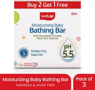 LuvLap Moisturizing Baby Bathing Bar, Baby soap with pH 5.5