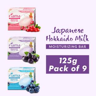 FIAMA Moisturising Soap Bars, Japanese Hokkaido Milk & Berries, 125gX9, Nourished Skin