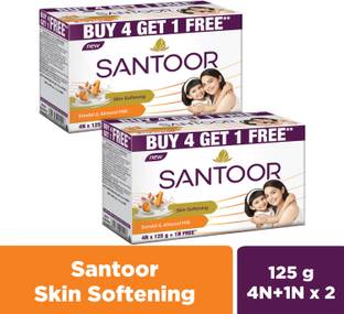 Santoor Skin Softening Sandal & Almond Milk Bathing Soap For Soft & Youthful Skin
