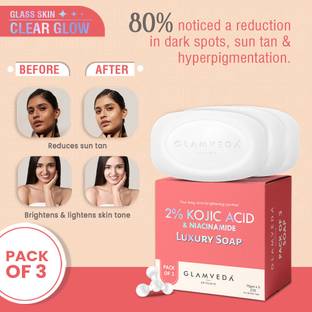 GLAMVEDA 2% Kojic Acid Skin Lightening Soap with Niacinamide