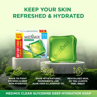 MEDIMIX Clear Glycerine - Deep Hydration Bathing Bar - Buy 3 Get 1 | For Dry Skin