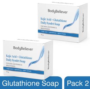 BodyBeliever Skin Lightening Soap with Kojic Acid, L-glutathione & Arbutin Daily Syndet Soap