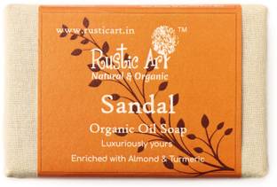 RUSTIC ART Organic Sandal Bath Soap |Handmade| Cold Processed |No Synthetic Fragrance