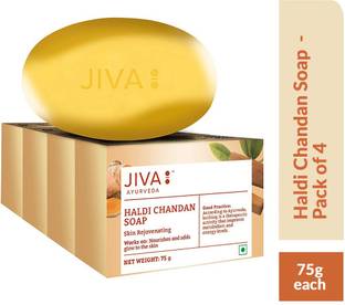 JIVA AYURVEDA Haldi Chandan Soap For Deep Cleansing (Pack Of 4)