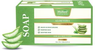 Multani Natural Aloe Vera Handmade Soap (Pack of 5) I Moisturize & Hydrate Skin -