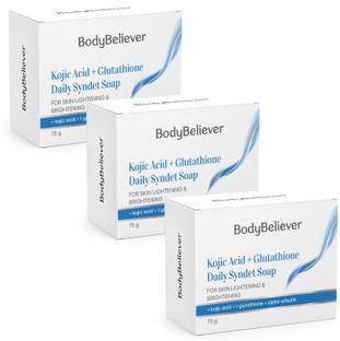 BodyBeliever Kojic Acid, L-glutathione with Alpha Arbutin Daily Syndet Skin Lightening Soap