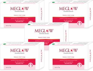 meglow Beauty Soap with Vitamin C for soft, smooth & nourished skin- 75g Each,Pack of 5