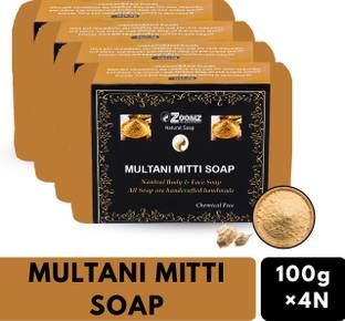 ZOOMZ Multani Mitti Handmade Soap Combo of 4 - Natural Body & Face Soap