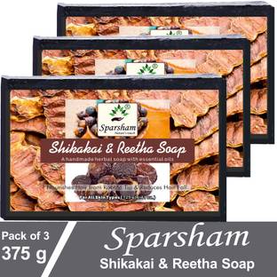 SPARSHAM Shikakai Reetha Herbal Soap Deep Cleaning Exfoliating Activated for Men & Women