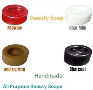 mihai 100% orgainc RED WINE MILK MULTANI MITI CHARCOALBATHING SOAP PACK 4