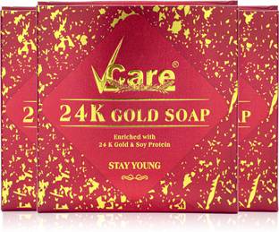 Vcare 24K Gold Soaps for Bath 125g, Best Anti Aging Bar for Women Beauty