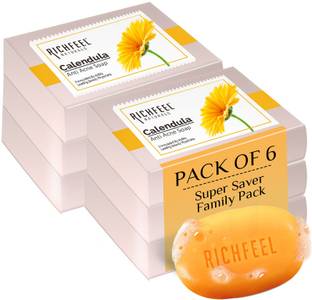 RICHFEEL Calendula Anti-Acne Soap For Acne skin & Blemishes| 75g (Pack of 6)