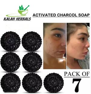 Kalah Herbals ACTIVATED CHARCOAL Natural Hand Made Soap Pack of 7