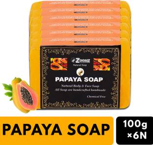 ZOOMZ Papaya Soap Combo of 6 – Natural Body & Face Soap - Chemical Free
