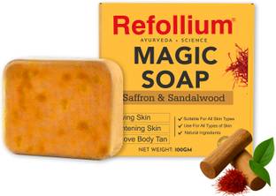 Refollium Magic Soap Sandal Wood And Saffron for DeTan and Glowing Brightening Skin