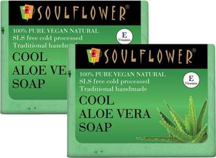 Soulflower Handmade Aloevera Soap Bar | Skin Acne, Scars, Blackheads, Blemish & Sunburn |